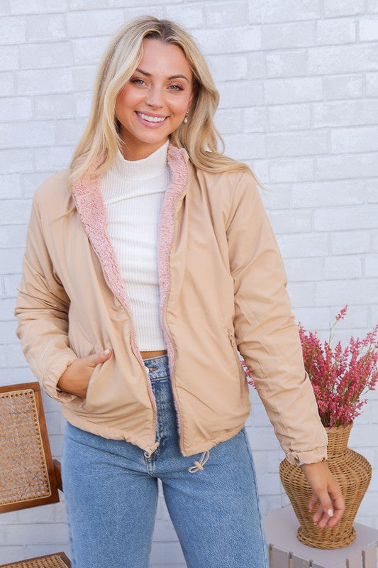 Pink Sherpa Coat